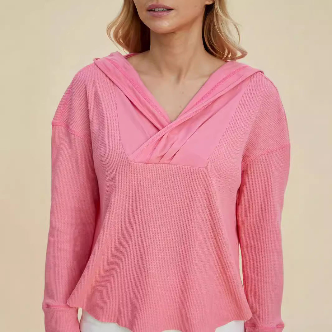 Women's Casual Hoodie with Unique Neckline