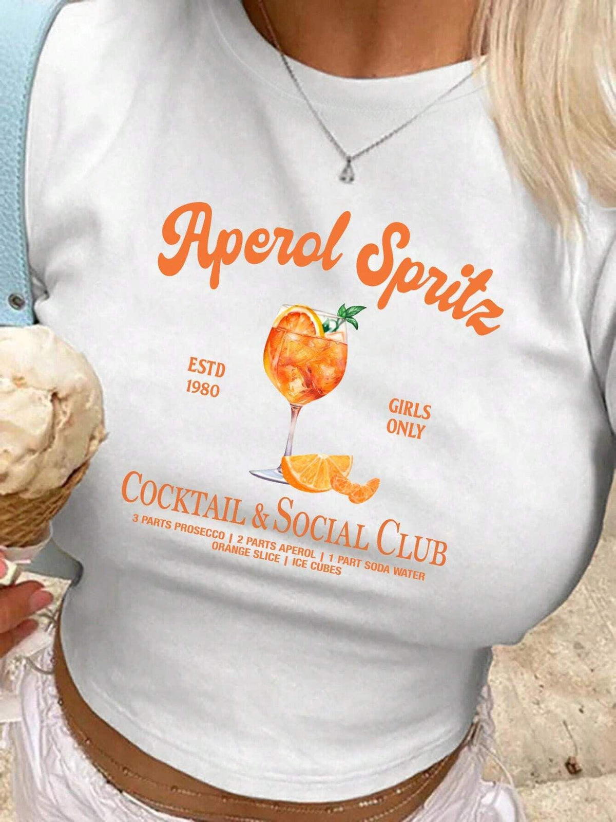 Women's Crop T-Shirt with Cocktail Design
