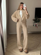 Women's Comfortable Knit Ensemble with Wide Cut