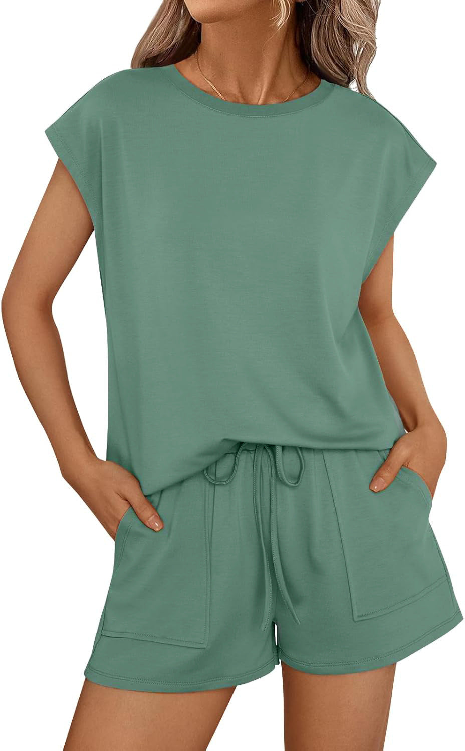 Women's Casual Two-Piece Set with Pockets and Loose Fit