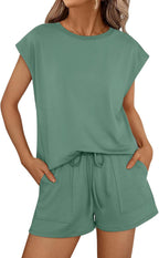 Women's Casual Two-Piece Set with Pockets and Loose Fit
