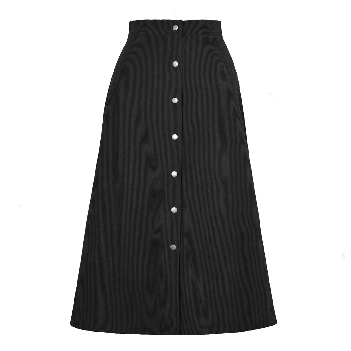 Textured Corduroy Maxi Skirt with Button Detail