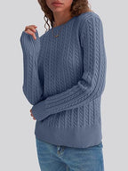 Women's Chunky Knit Sweater with Cable Knit Design and Long Sleeves
