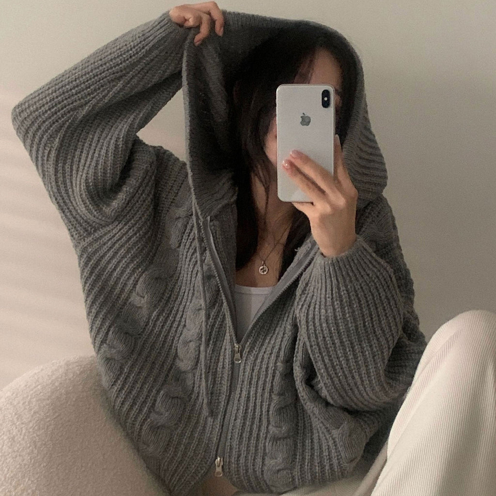 Women's Hooded Zip-Up Cardigan