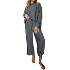Women's Casual Wide-Cut Sweater Set with Tie Belts