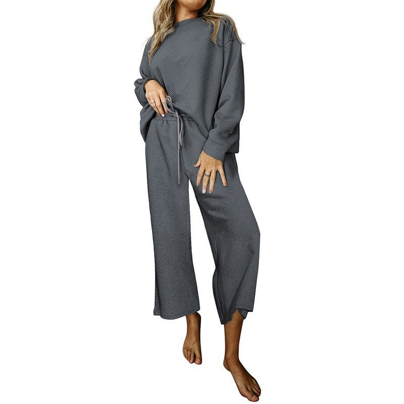 Women's Casual Wide-Cut Sweater Set with Tie Belts