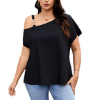 Women's Asymmetrical Top with Fashionable Shoulder Design