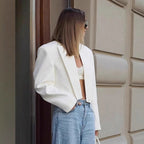 Women's Cropped Blazer with Sharp Shoulders