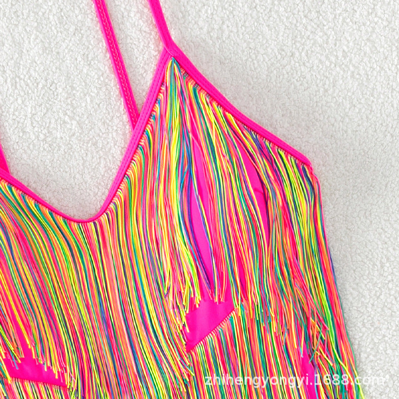 Women's Swimsuit with Colorful Fringe Design