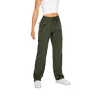 Women's Cargo Pants with Side Pockets and Elastic Waistband