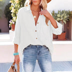 Women's Casual Oversized Shirt with Chest Pocket