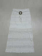 Women's Midi Skirt with Ruffled Hem and Decorative Waist Belt