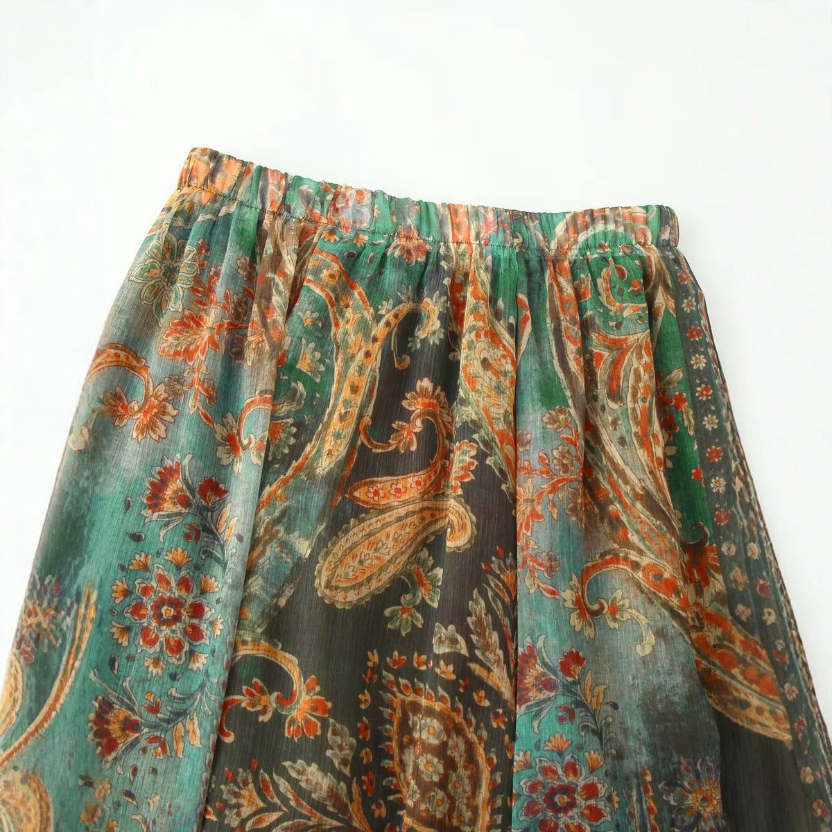 Women's Paisley Print Maxi Skirt with Elastic Waistband