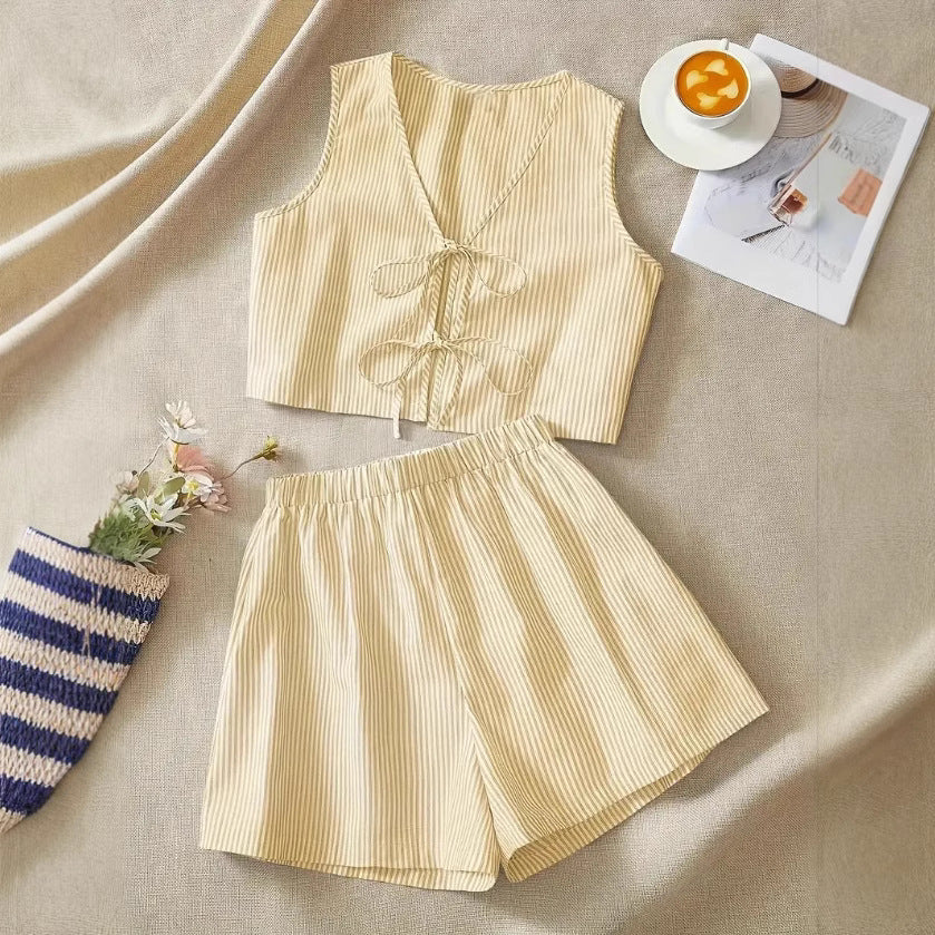 Women's Lounge-Wear Set with Ruching and Back Lacing