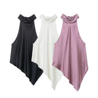 Women's Asymmetrical Top with Elegant Collar