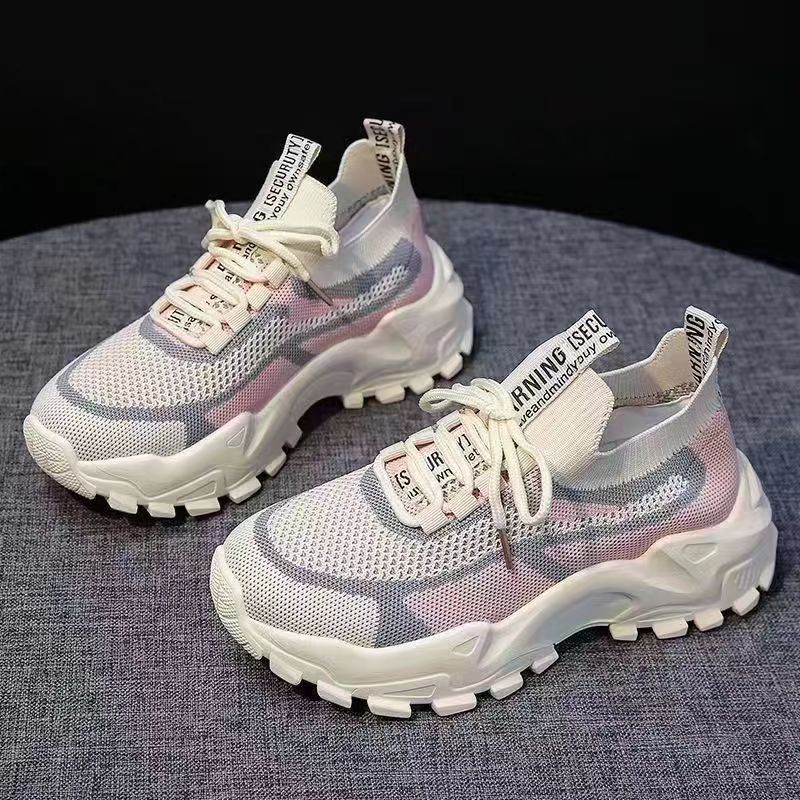 Women's Breathable Running and Leisure Shoes with Thick Profile