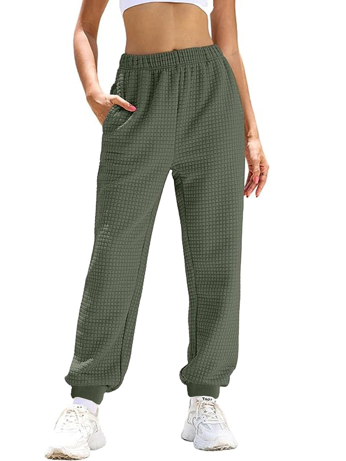 Women's Casual Pants with Elastic Waist and Practical Pockets