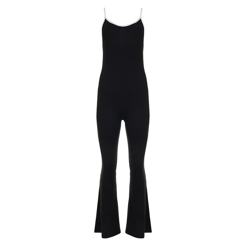 Women's Fluffy Wide-Leg Jumpsuit with Sophisticated Back Cutout