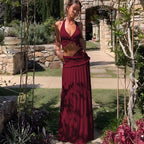 Elegant Two-Piece Maxi Outfit with Sophisticated Wrap Design