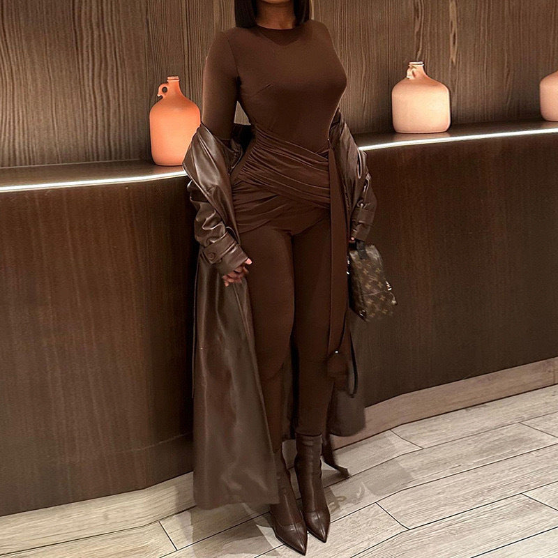 Elegant Complete Outfit with Sophisticated Draping