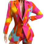 Women's Fashionable Blazer with Shorts and Striking Color Design