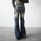 Women's Flared Jeans with Fashionable Distressed Look