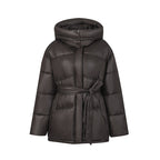 Women's Fashionable Padded Winter Coat with Belt and Hood