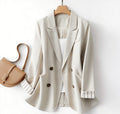 Women's Elegant Double-Button Blazer with Detachable Cuffs