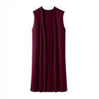 Women's Longitudinal Knit Coat with Side Slits