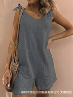 Women's Jumpsuit with Pockets and Adjustable Shoulder Straps