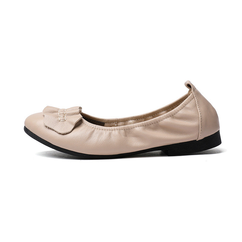 Women's Ballet Flats with Decorative Bow Accent and Non-Slip Sole