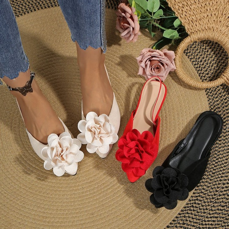 Women's Ballet Flats with Floral Appliqués