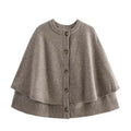 Elegant Knit Cape with Button Placket