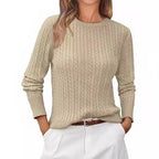 Women's Chunky Knit Sweater with Cable Knit Design and Long Sleeves