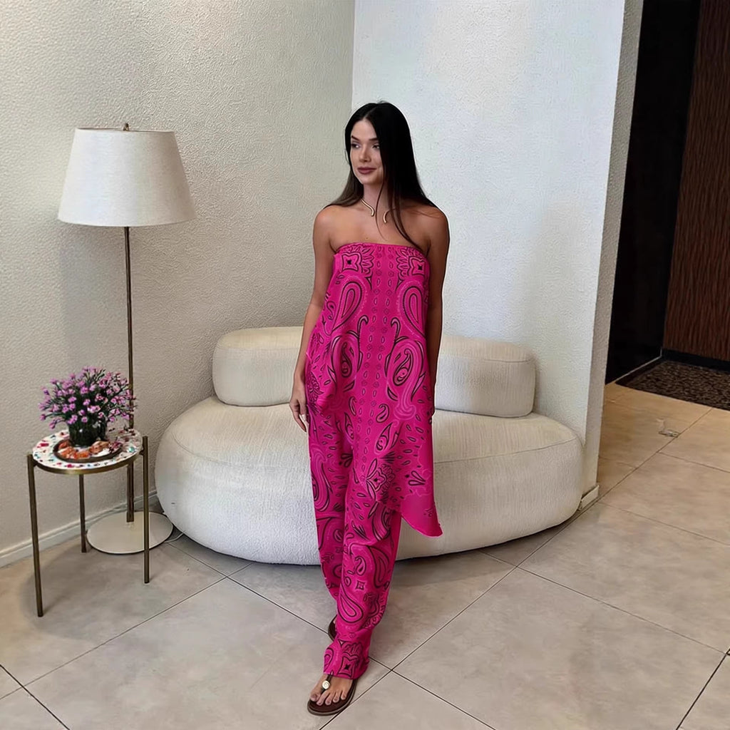 Women's Casual Wide-Leg Jumpsuit with Pattern