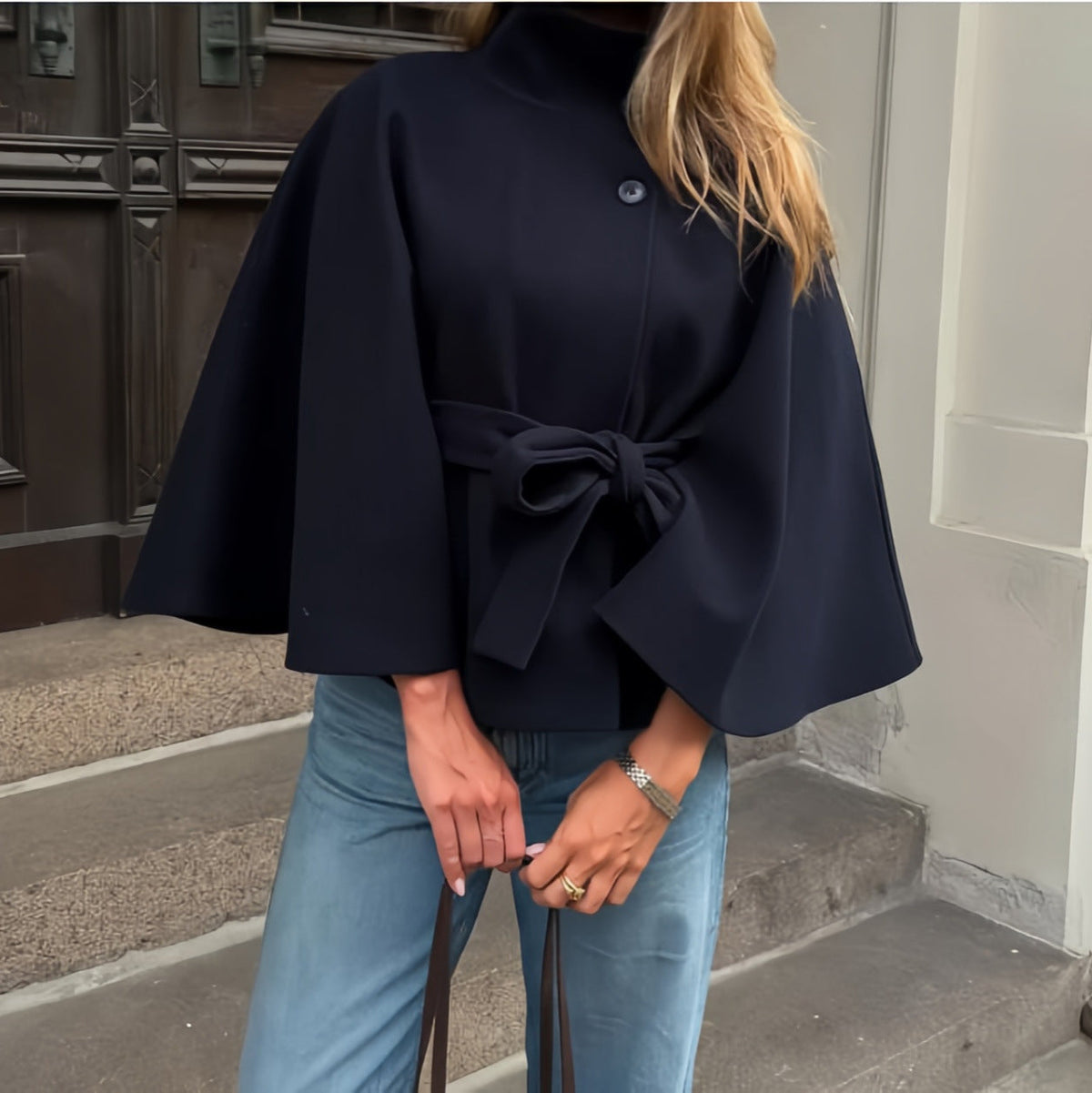 Elegant Wrap Jacket with Waist Belt