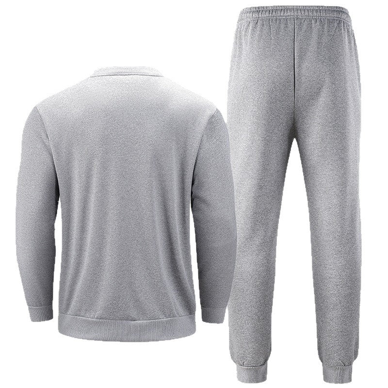 Men's Thermo Fleece Lounge Set with Crew Neck Sweater & Tapered Jogging Pants