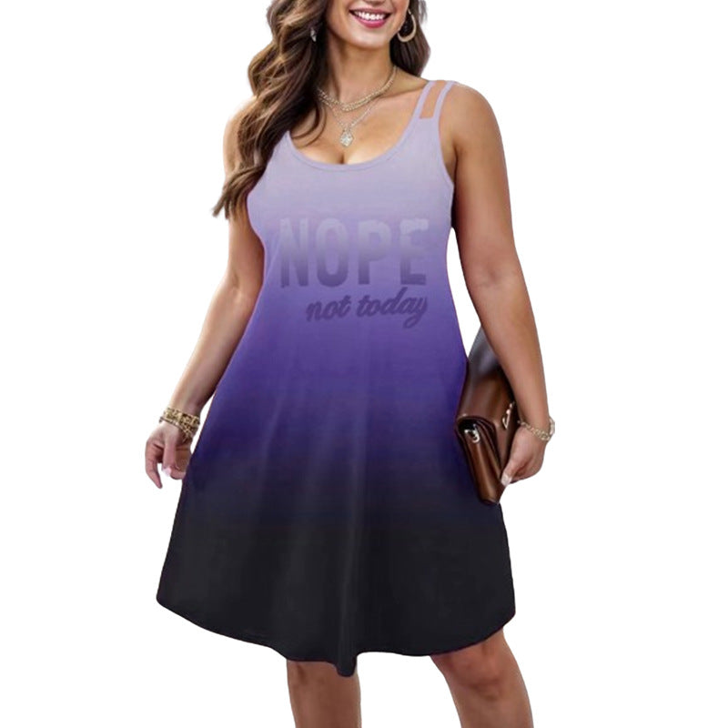 Women's Sleeveless Summer Dress with V-Neck and Gradient