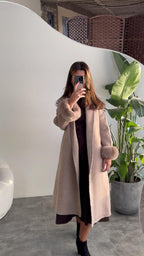 Elegant Long Jacket with Detachable Sleeves