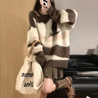 Women's Chunky Knit Sweater with Fashionable Stripe Pattern and Casual Fit