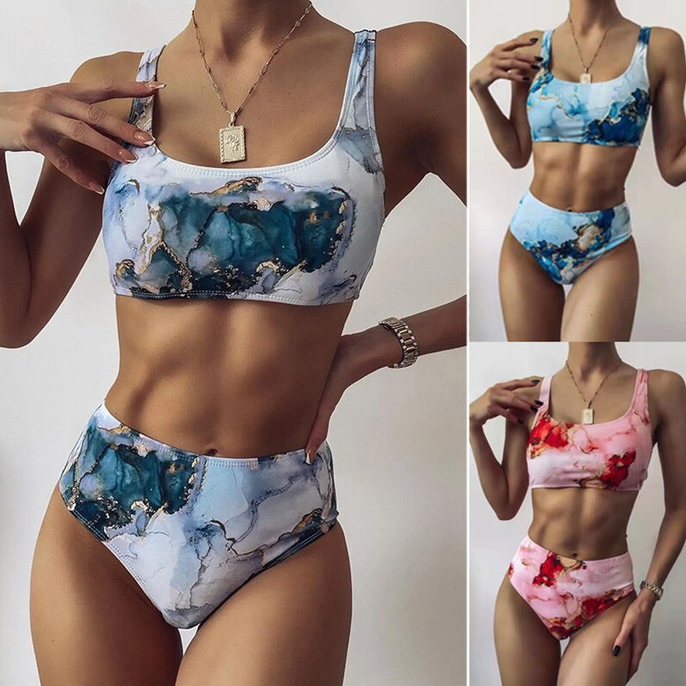 Women's Asymmetrical Bikini Set with Knotted Top