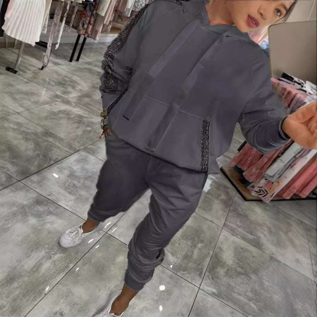 Women's Fashionable Sweat Suit with Glitter Accents