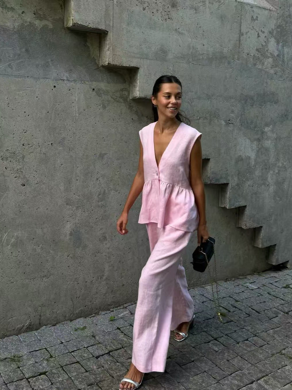 Women's Airy Two-Piece Linen Blend Set