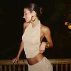 Women's Elegant Wrap Top and Skirt Set