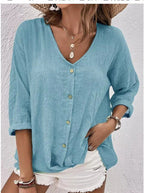Women's Lightweight Viscose Blouse with Button Placket