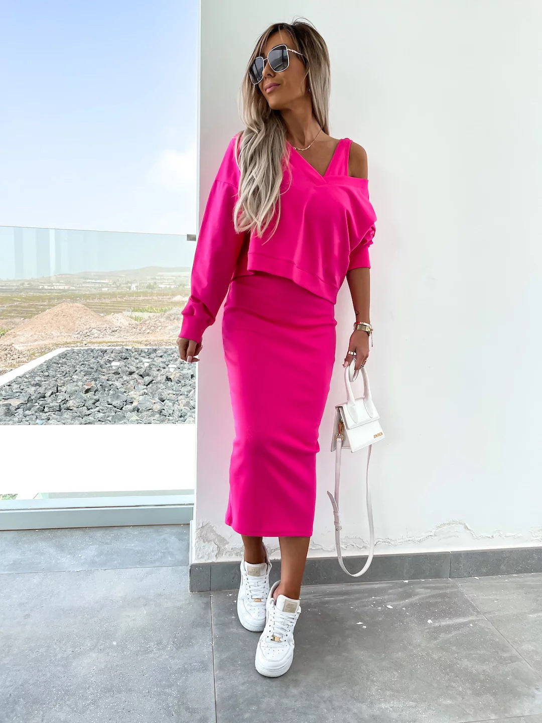 Fashionable Asymmetric Cotton Outfit Set