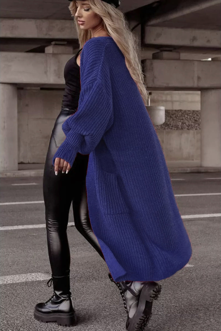 Women's Chunky Knit Cardigan with Deep Pockets and Casual Oversized Fit