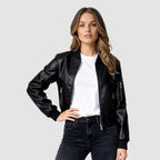 Lightweight Women's Faux Leather Quilted Jacket