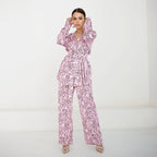 Women's Fashionable Blazer Set with Floral Accents