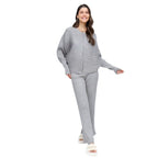 Women's High-Quality Knit Lounge Set with Wide Cut and Button Details